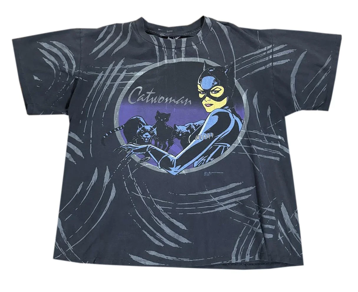 Vintage DC Comics Catwoman All Over Print T Shirt (Size XL,Fits